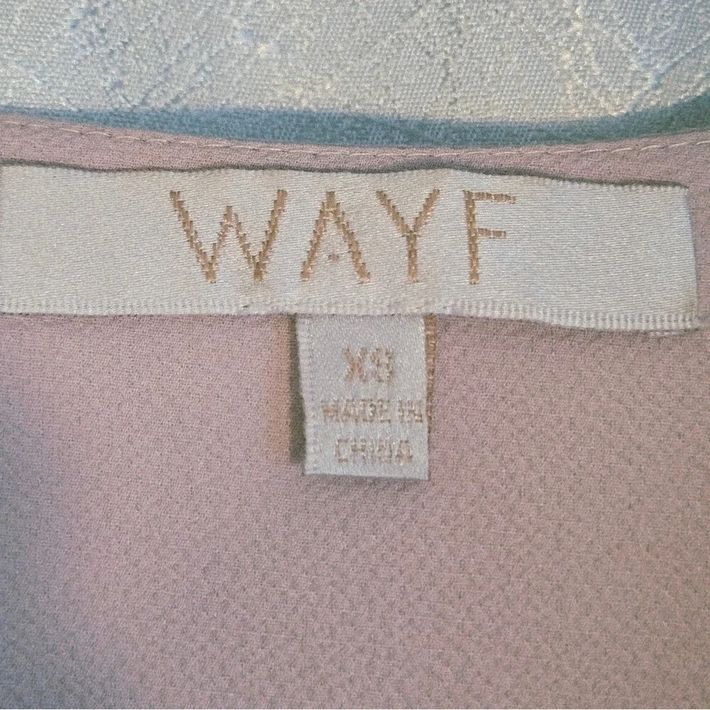 WAYF‎ Womens Blush Pink Lace Trim V-Neck Long Sleeve Mini Dress XS